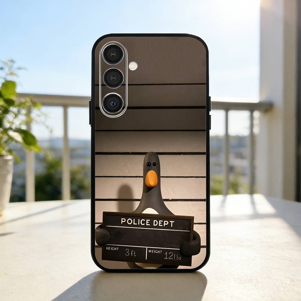 Cute Retro Villain Penguin Phone Case For Samsung A73,72,71,53,52,51,22,91,80, Soft Black Cover