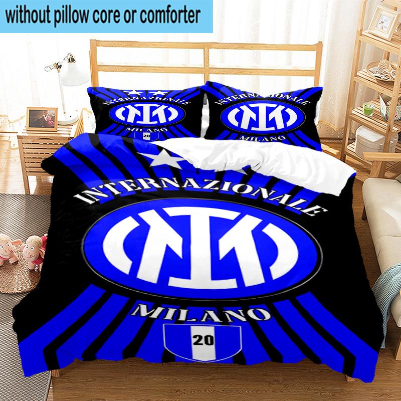 3 pezzi F.C. Set Biancheria da Letto Stampato Internazionale Milano Chiusura Copripiumino Include 1 Copripiumino & 2 Federe Set Biancheria da Letto Decorazioni per la Casa Regali