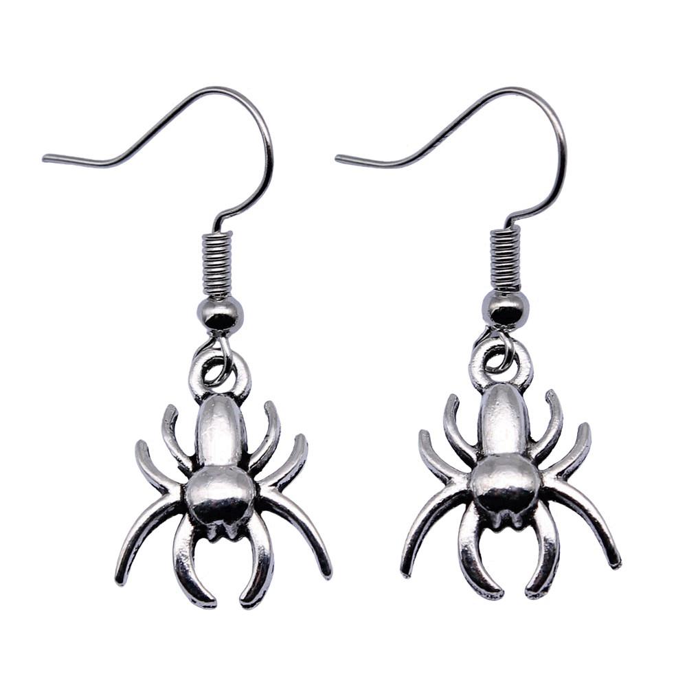 Gothic Spider Charm Dangle Earrings Halloween Horror Arachnid Drop Earrings Dark Punk Goth Jewelry