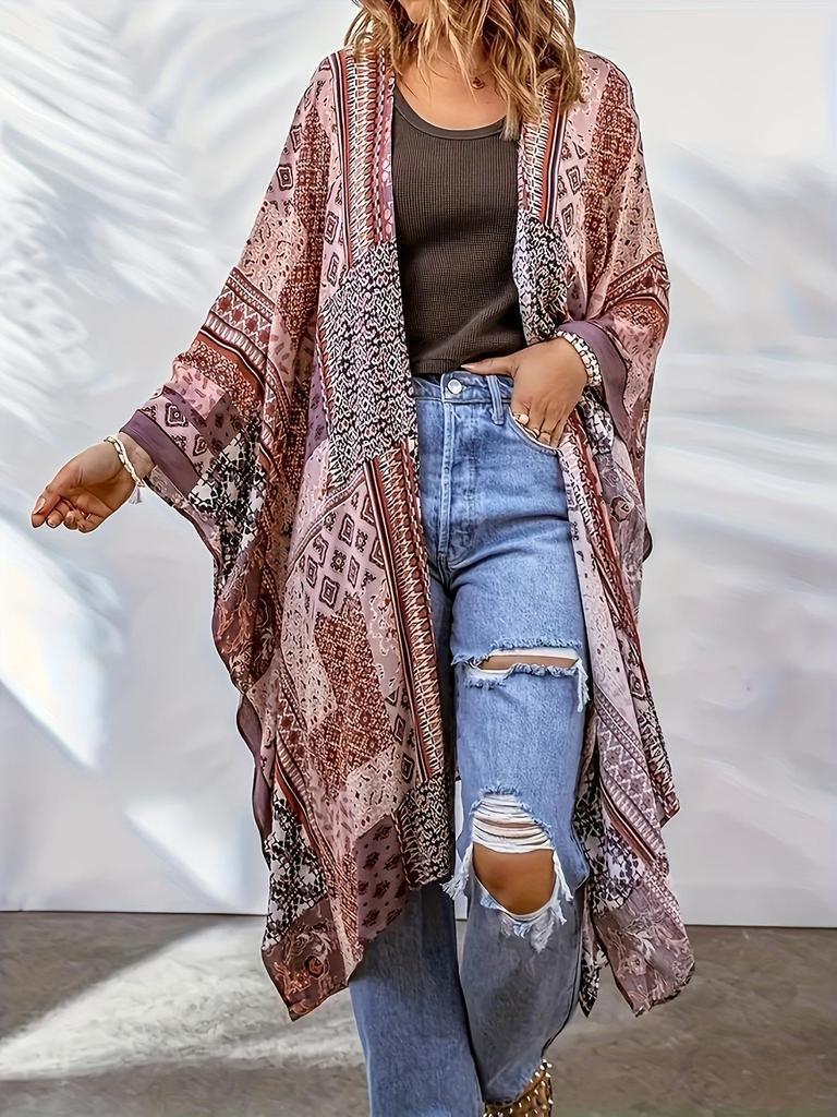 Women's Bohemian Aztec Print Cardigan Cloak - Spring/Autumn Collection