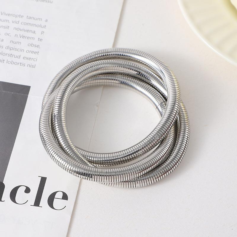 Bracciale Luce Lusso Moda Versatile Bracciale a Tre Strati Colore Misto Avvolgimento Bracciale Elastico