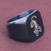 Retro European-American Style 18MM Laser Engraved Tiger Stainless Steel Ring for Women