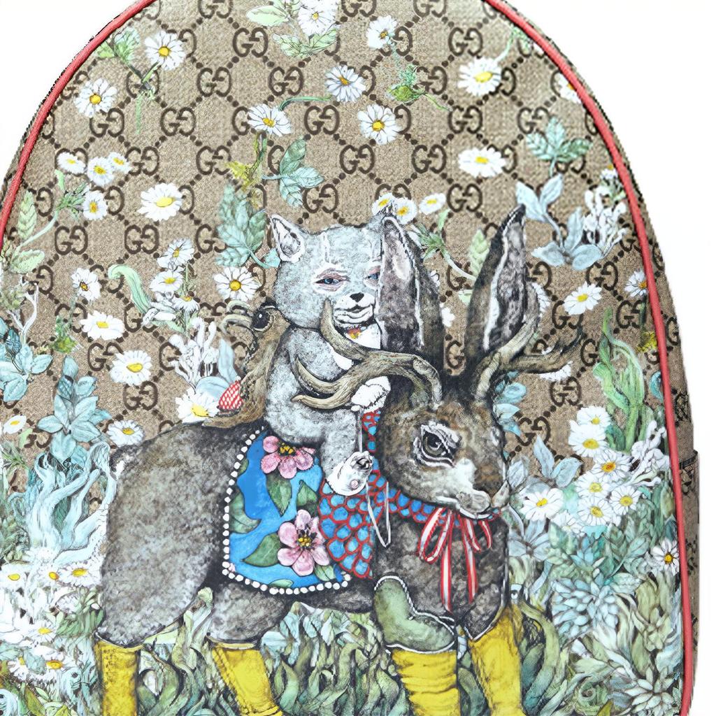 Gucci x Yuko Higuchi GG Supreme Canvas Animal Print Backpack For Unisex Daily Use