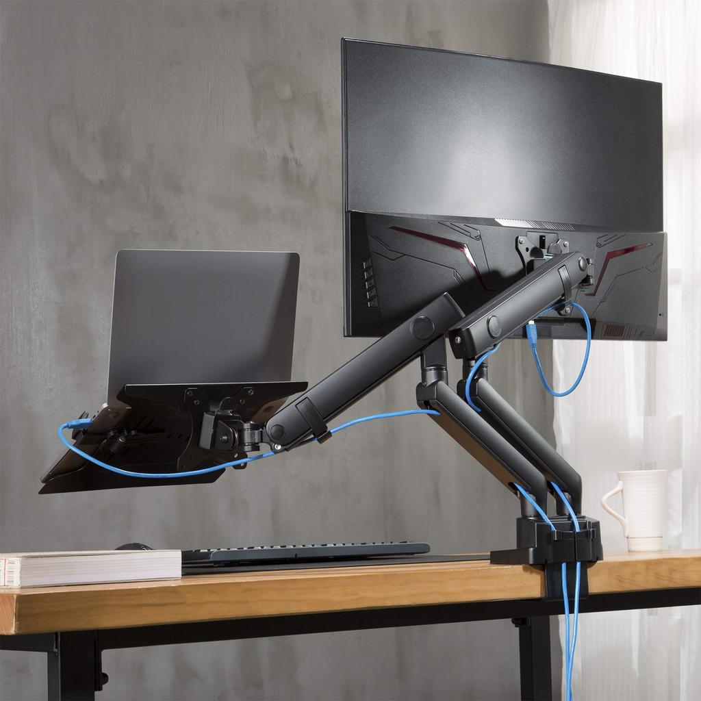AVLT Laptop Compatible with Inch Load Capacity Mechanical Display Grommet Type Clamp VESA Stand Supports Displays Arm, 17-32 Laptops, 1-8kg,