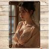 Vintage Retro Woman Face Metal Tin Sign 2D Aluminum Wall Art Home Cafe Bar Pub Man Cave Decor