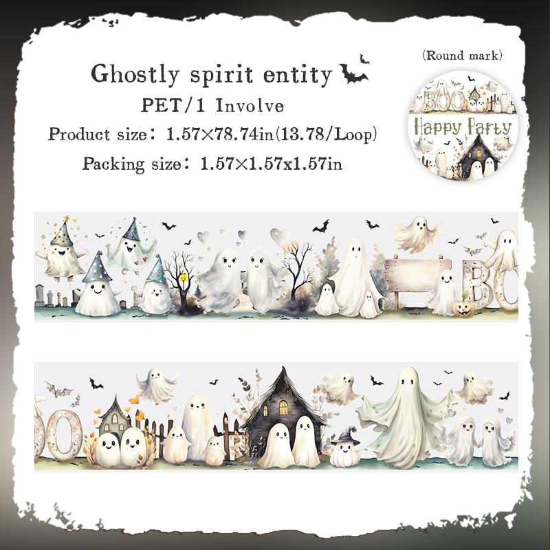 2m/roll Retro Halloween Party PET Stickers Creative Handbook Collage Decoration DIY Scrapbook Material Masking Tape