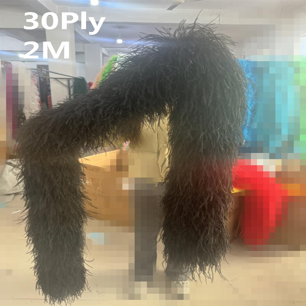 DIY Natural Ostrich feather boa 1 to 30Ply Fluffy Black Ostrich plumas Decoration Shawl Trims Costume Clothing Sewing Accessory