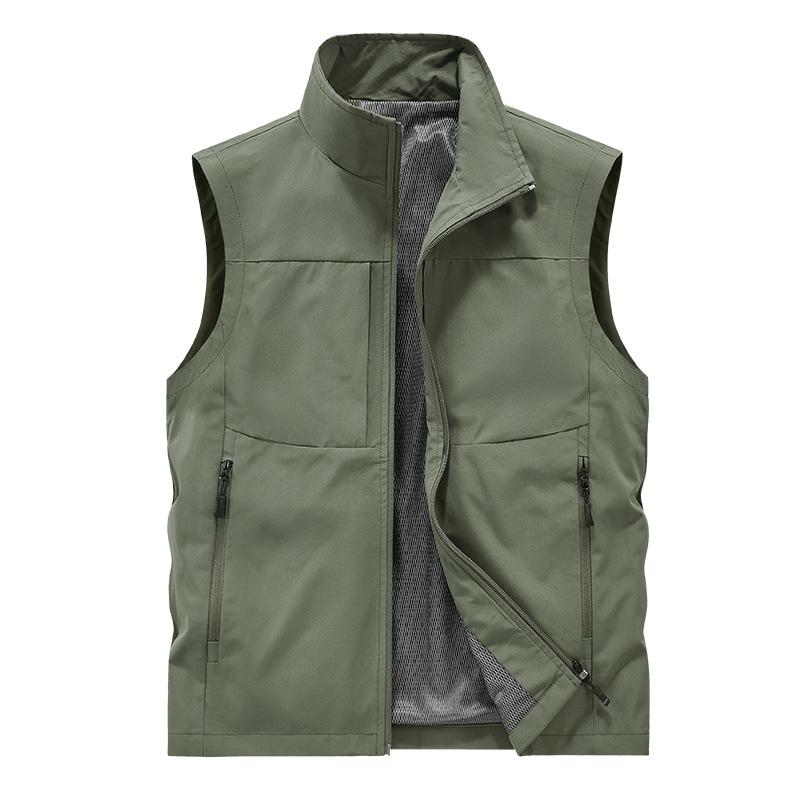 2025 Men Waistcoat Leisure Solid Sleeveless Jacket Young Middle-Aged Photography Fishing Casual Vest Male Summer Vests