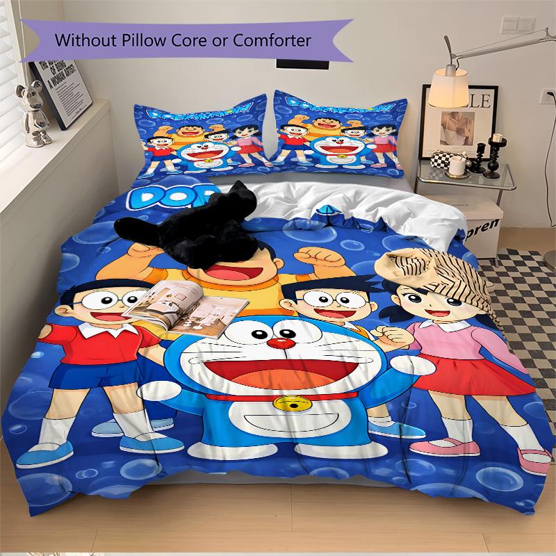 Doraemon Adventure Begins Print 3Pcs Bedding Setduvet Cover With 2 Bedropillowcase Home Birthday Gift