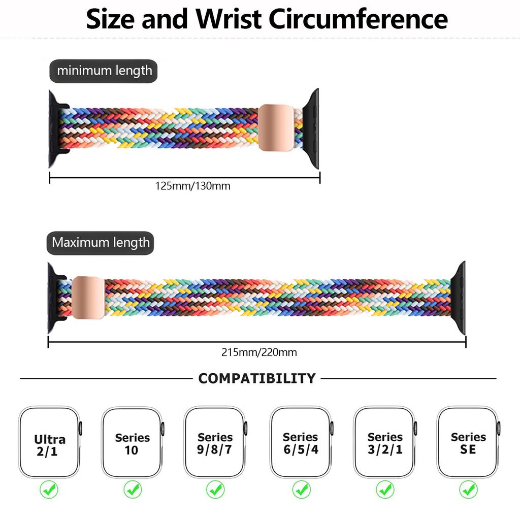 KALEBOL Braided Watch Strap For Apple Watch Series 10 Ultra 9 8 7 SE 6 5 4 3 2 1 46mm 49mm 45mm 44mm Magnetic Nylon Wristbands