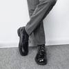 Spring And Autumn New Men'S Handmade Square Head Business Casual Leather Shoes British Dress Leather Breathable Big Head Leather Shoes Wedding Shoes