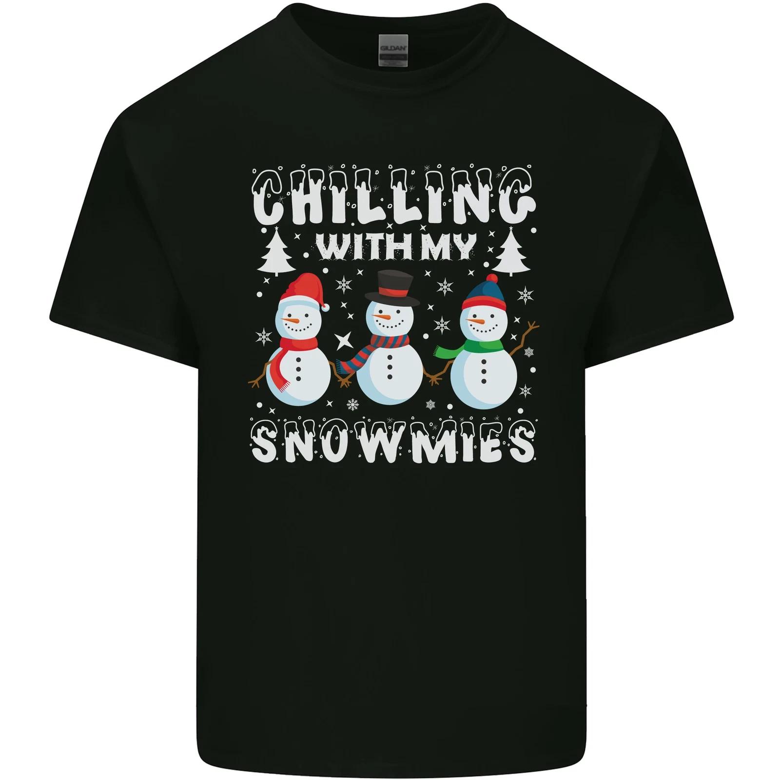 

Christmas Chilling With My Snowmies Funny Kids T-Shirt Childrens S