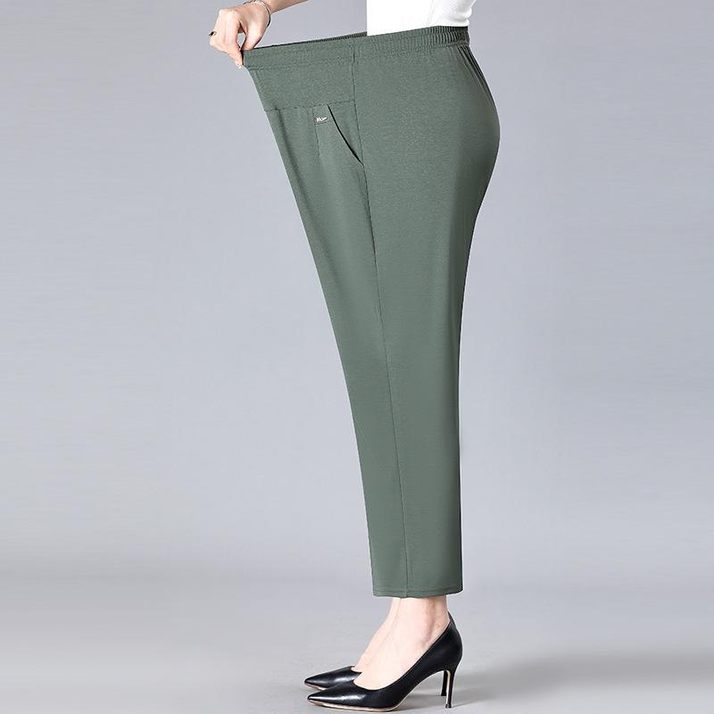 Middle Aged Women's Pants 2026 New Summer Thin High Waiste Elastic Loose Straight Pants Female Casual Trousers 5XL 6XL 7XL 8XL