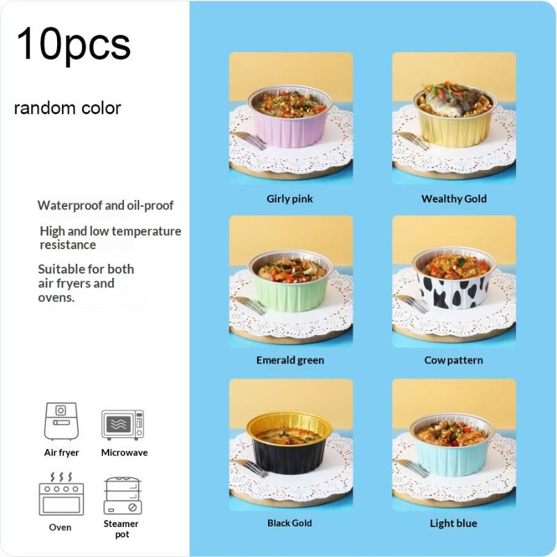 Aluminum Cake Cup Round Foil Baking Cup Heat Resistant Cake Cups Mold Brownies Cupcake Birthday Wedding Party Supplies 10pcs