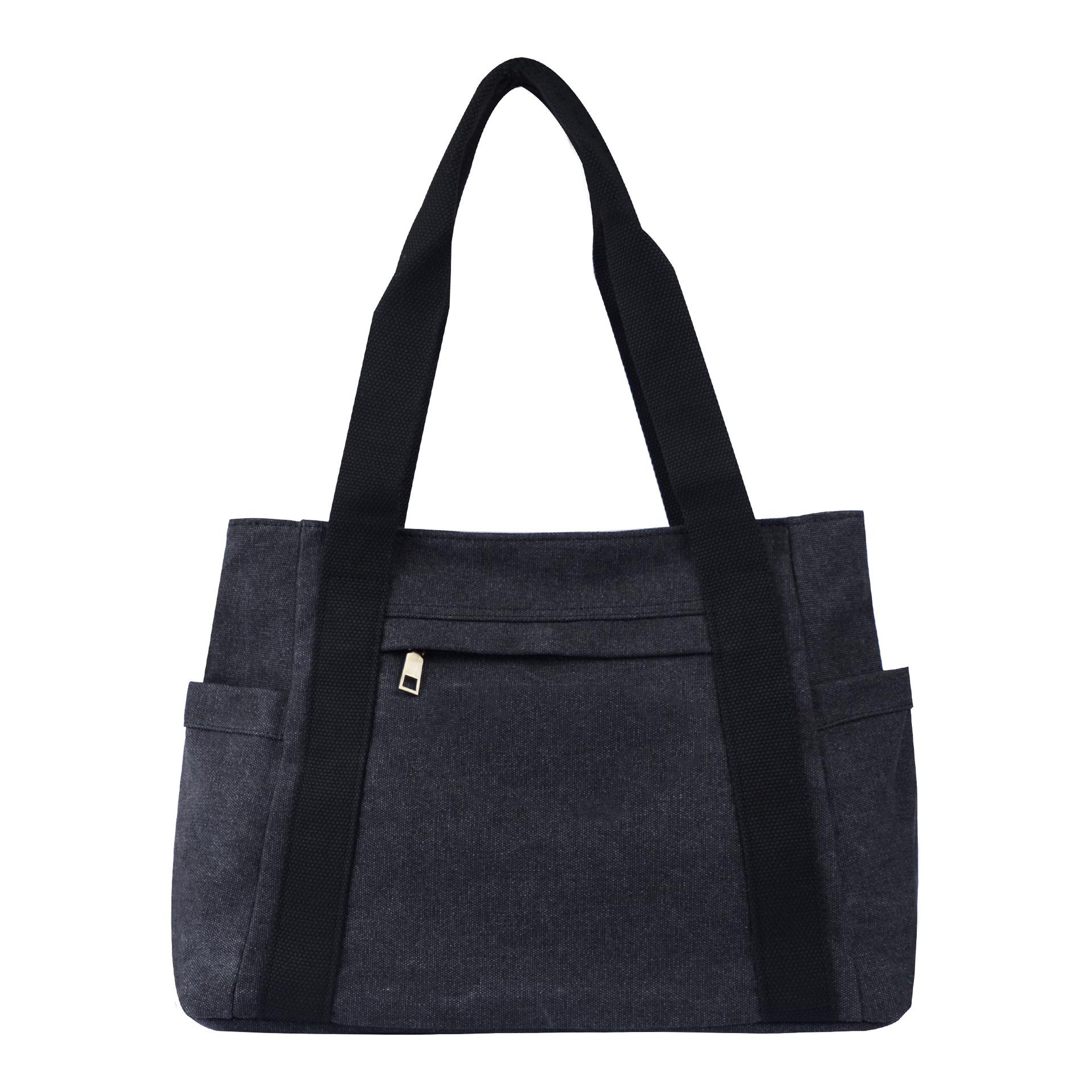 

Простая холщовая женская сумка-тоут большой вместимости, повседневная сумка через плечо в стиле ретро для студентов колледжей