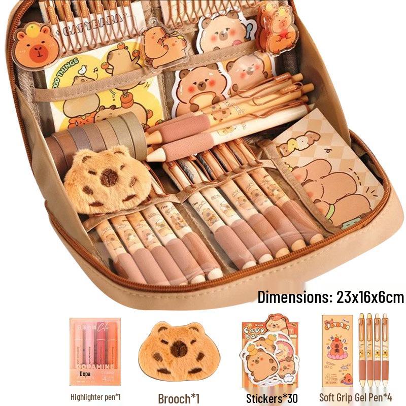 12-Layer Large Capacity Capybara Pencil Case - Cute Student Stationery Bag