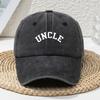 UNCLE White Letter Print Old Washed Baseball Cap Unisex Spring and Summer Versatile Retro Dad Hat Peaked Cap Outdoor