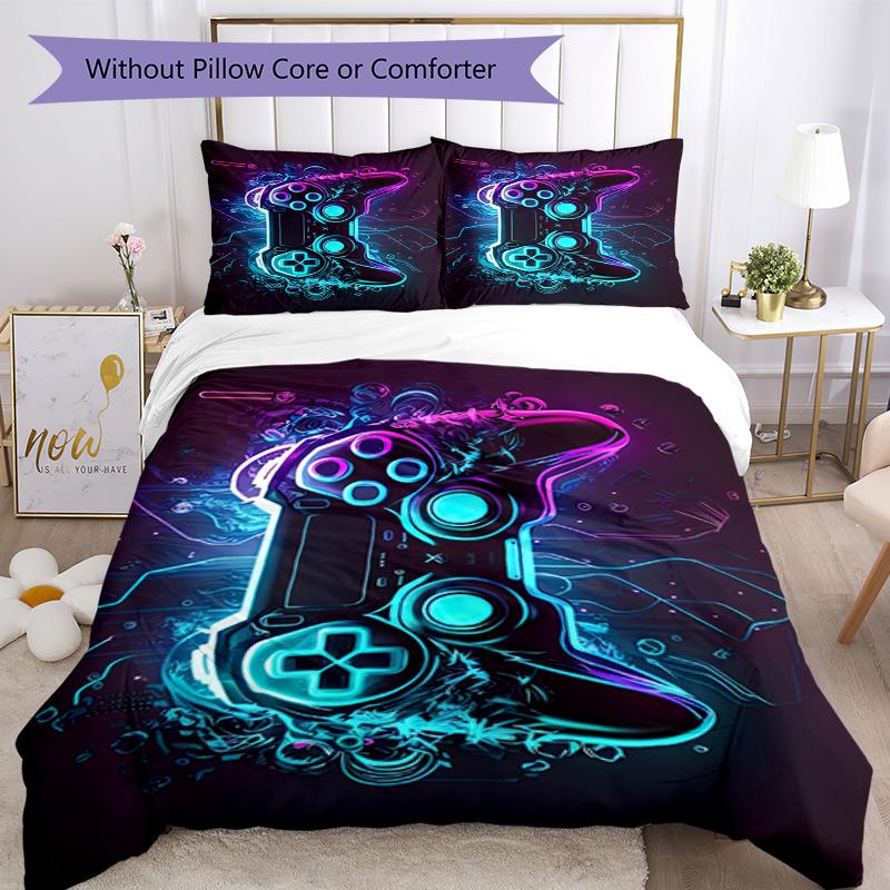 3pcs Game Controller Bedding Set Duvet Cover Closure Includes 1 Duvet Cover & 2 Pillowcases, Soft and Comfortable for All Seasons.