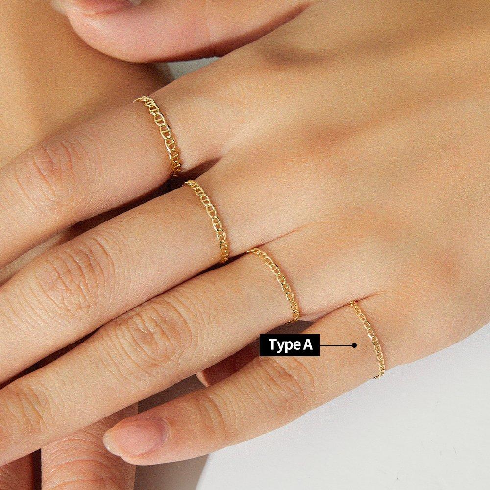 14K Ladder Chain Gold Ring Type A