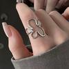 Thumb Ring Irregular Hollow Flower Shape Adjustable Opening Design Finger Ring Stainless Steel Finger Band Versatile Jewelry Gift