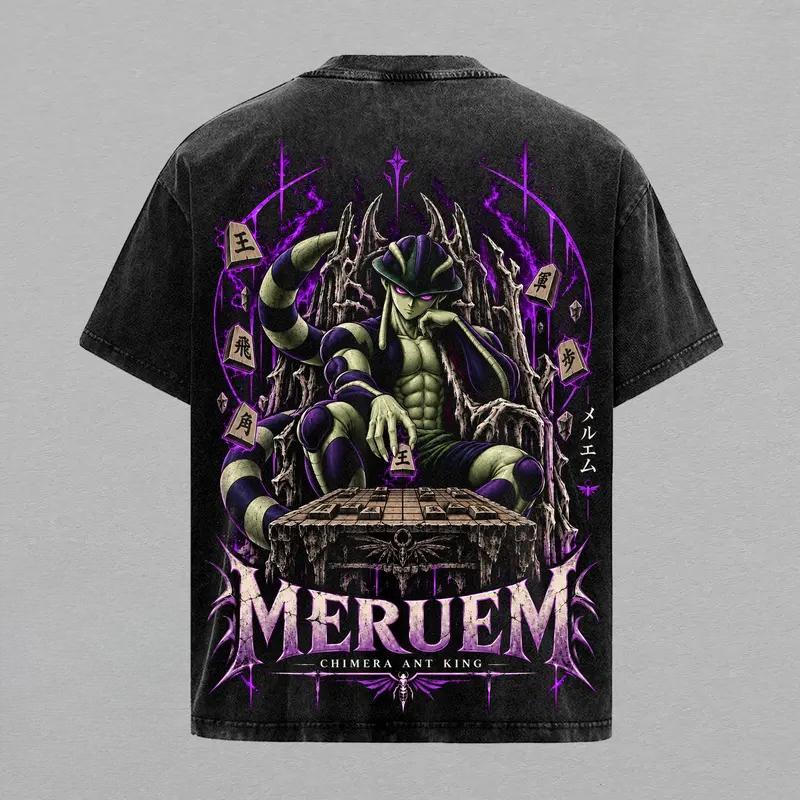 Meruem Printed T-shirt Anime Hunter × Hunter Clothing Men Women Cotton Tshirts Vintage Washed T Shirt Oversized Streetwear
