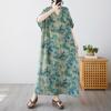 DIMANAF 2025 Summer Plus Size Dress Basic Women Casual Loose Vintage New Oversized Flower Dress Maxi