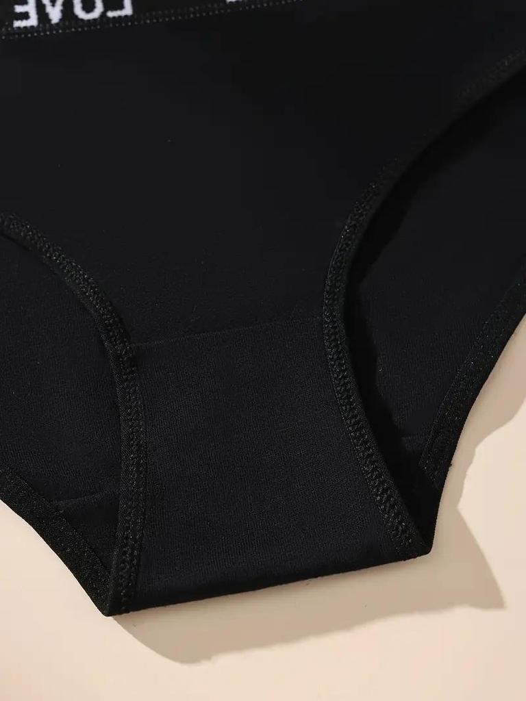 5 Stück Sexy Damen Slips Weiche Baumwollunterhosen Niedliche Buchstaben Mädchen Slips Weibliche Atmungsaktive Stretch-Panty Weibliche Dessous XS-XL