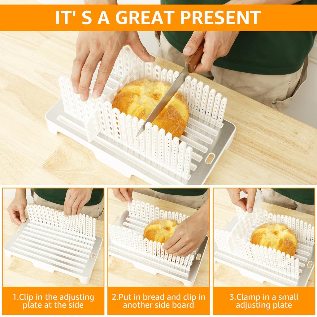 Bread Slicer Width Adjustable Bread Slicing Guide Detachable Slicer with Uniform Slices Kitchen Baking Tools Bread Cutting