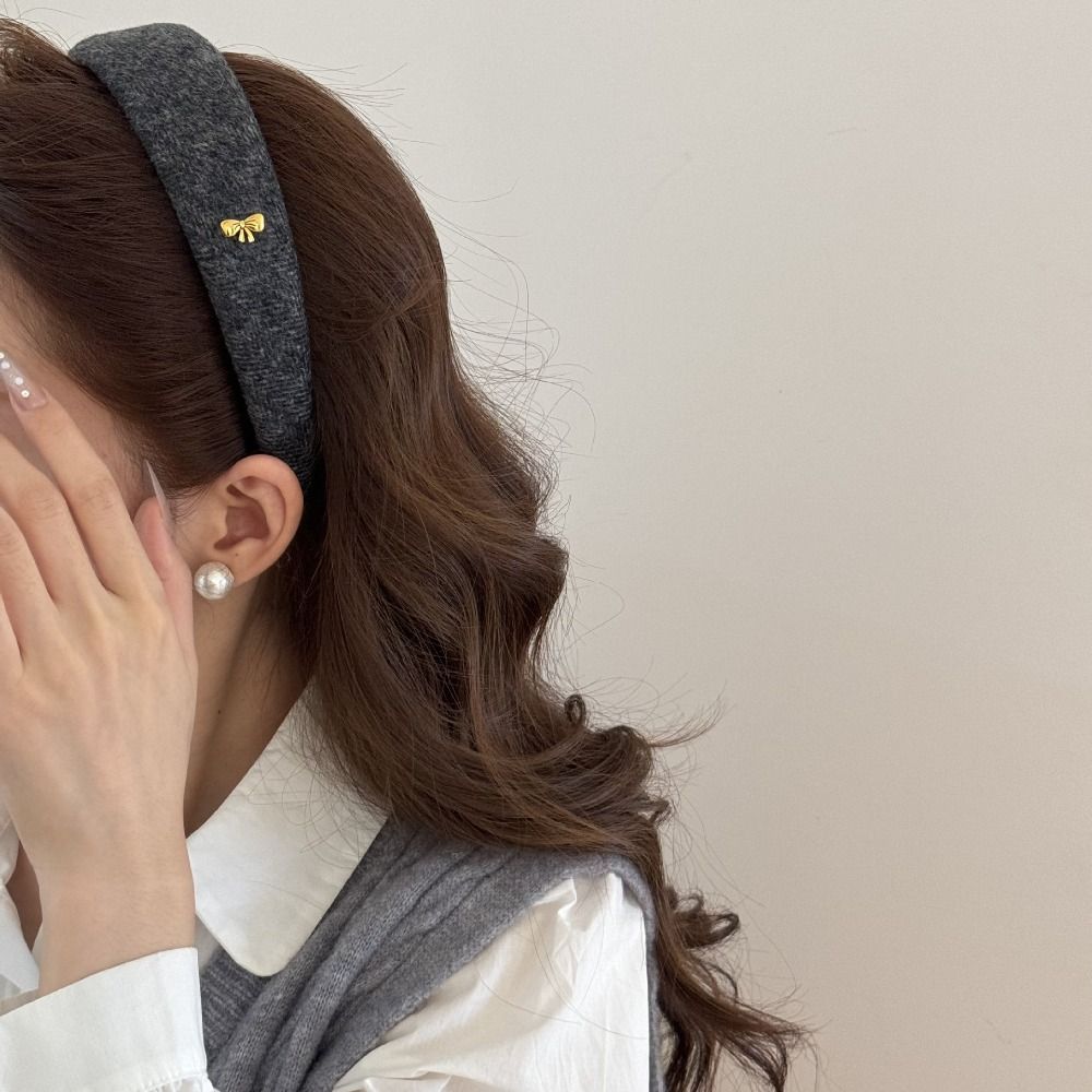 Sponge Padding Wide Edge Headband Solid Color Thick Hair Band Retro Hair Hoop Winter Season