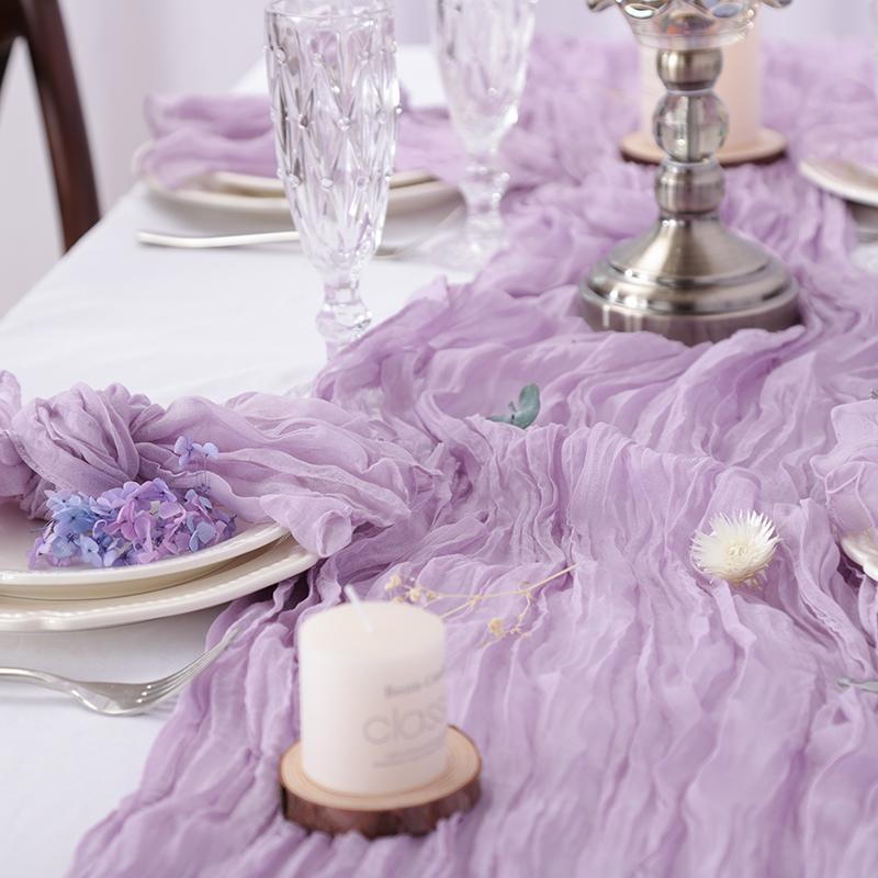 Sada stolního běhounu a ubrousků z gázy Boho Rustikální zmačkaná dekorace pro svatbu, narozeninovou oslavu, jídelní stůl