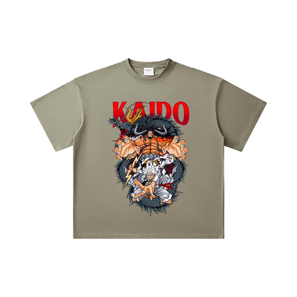 260 GSM Double Yarn 32 Count 100% Cotton One Piece V29 Kaido Print Unisex Heavy Cotton T Shirt