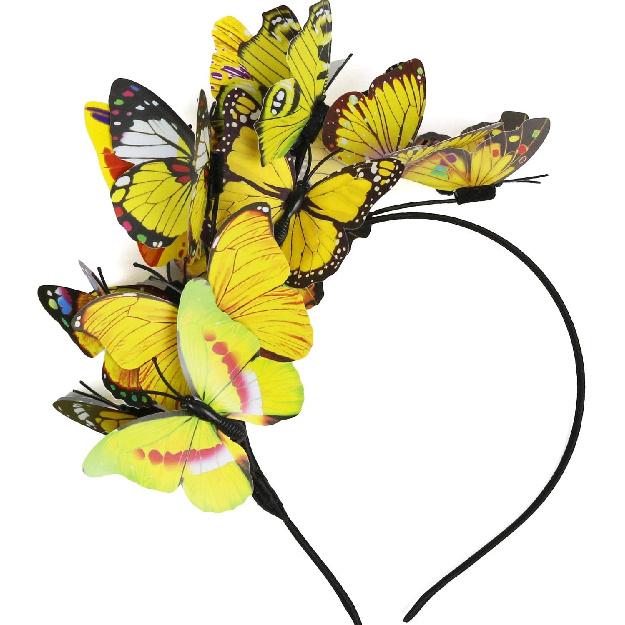 Coucoland Butterfly Fascinator Headband for Tea Party Halloween Costume | Vivid Plastic Monarch Butterfly, Handmade, Flexible Wires, Adjustable Fit,
