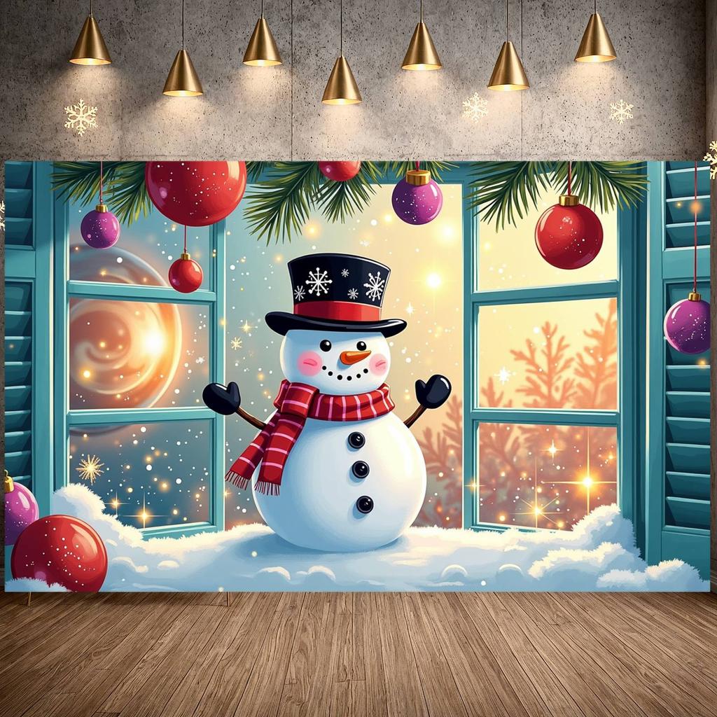 Snowman Display Christmas Ornaments Christmas Decoration Banner Christmas Banner Snowman Design Festive Display For New Year