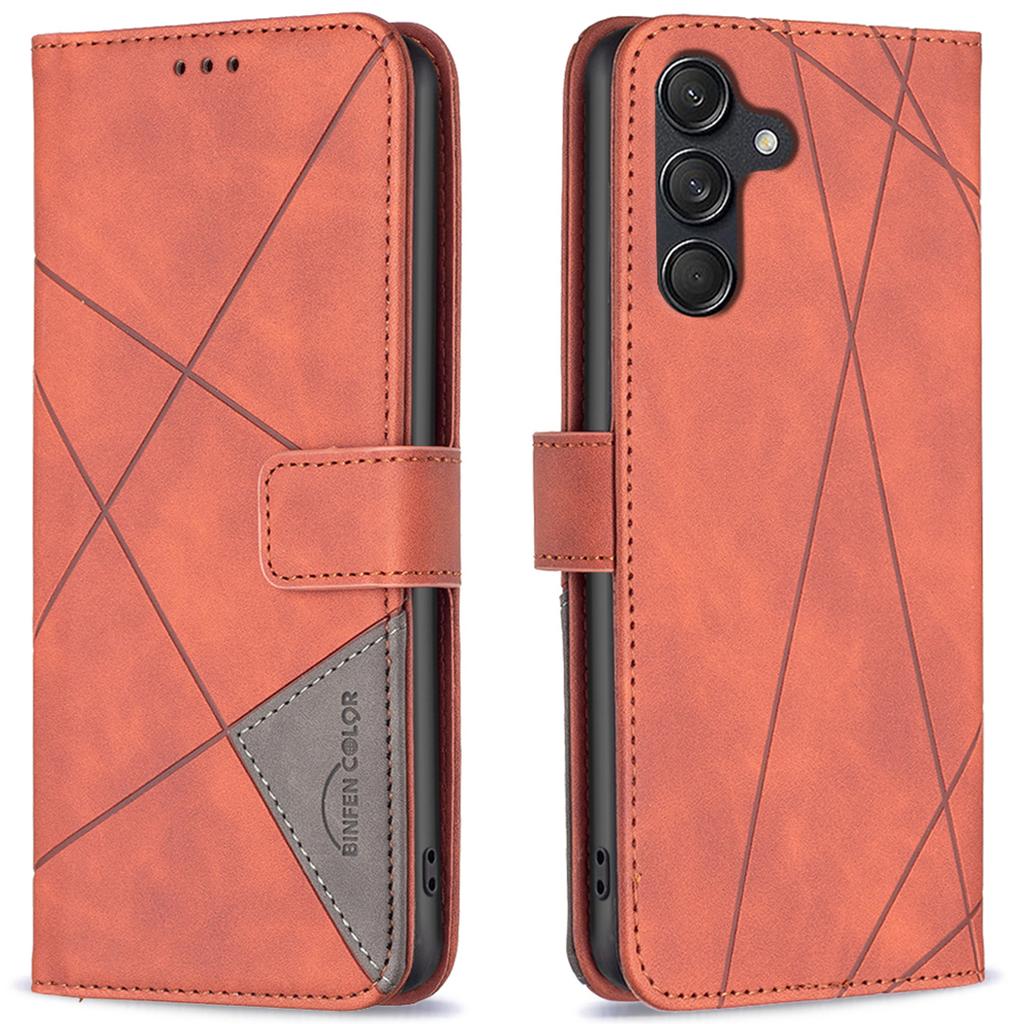 BINFEN COLOR For Samsung Galaxy M55 5G/C55 5G/F55 5G Phone Cases Wallet Stand Geometry Imprinted Leather Cover