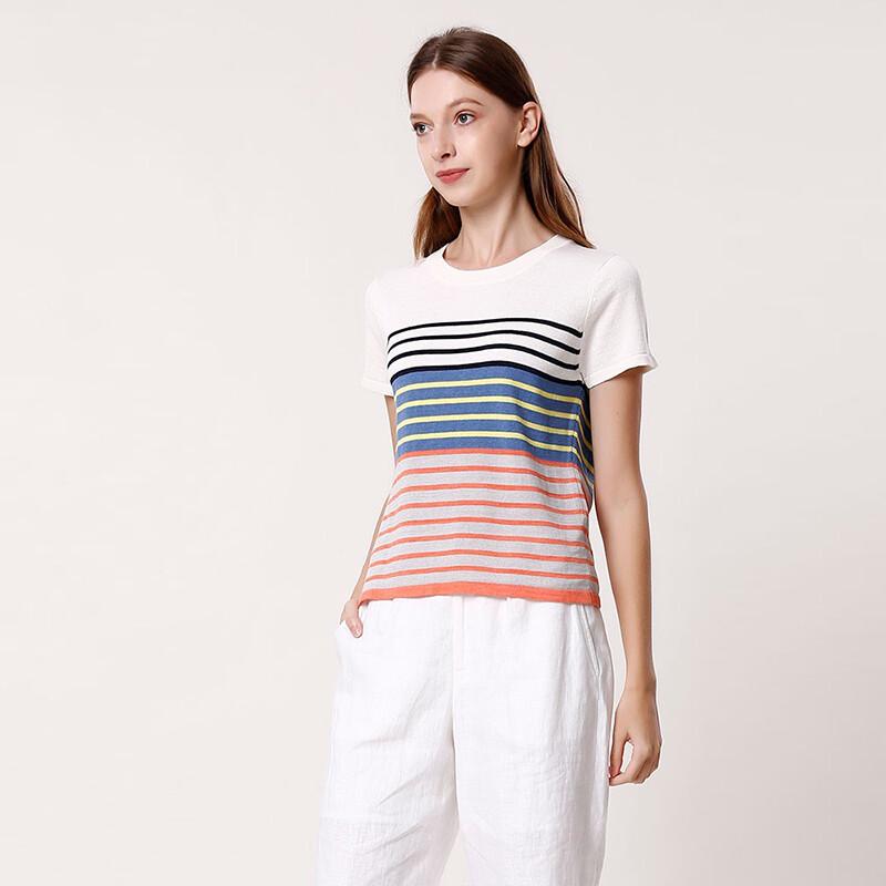 Anlom Women's Striped Linen Cotton Knit Top