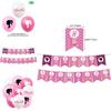 Barbie Doll Themed Purple Birthday Party Decoration Set With Cartoon Flags, Latex Balloons, And Cake Toppers
