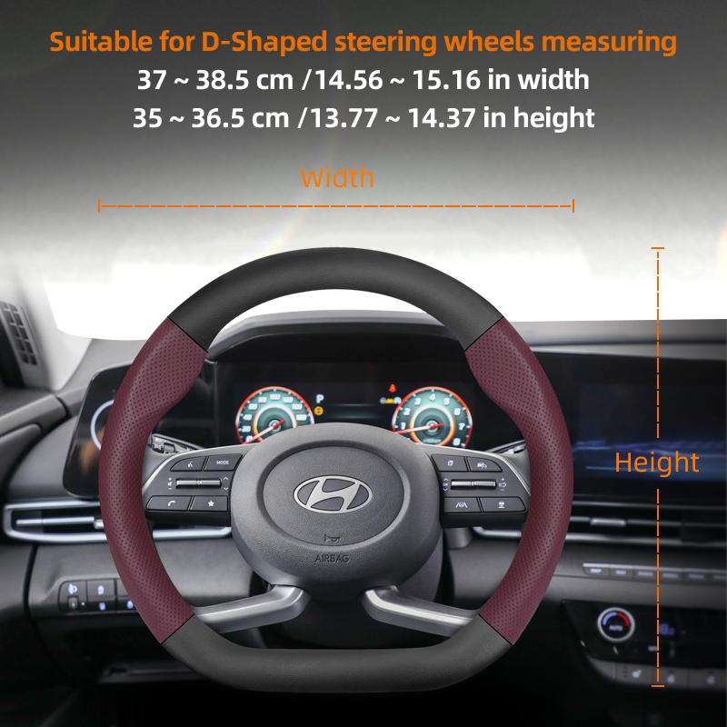 For Hyundai Carbon Fiber Texture Perforated Leather Steering Wheel Cover I30 Tucson Ix35 I20 Solaris Creta I10 Ioniq Getz Accent WW73