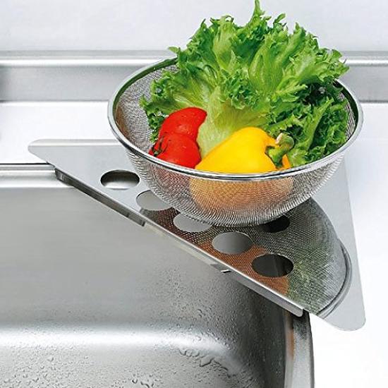 Shinkoshi Works Triangular Draining Tray 334379 In Stainless Steel [Made Japan] Material Body 18-8