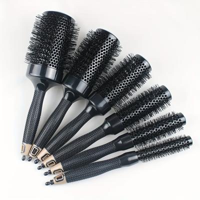 Black Cylinder Curly Hair Comb Ceramic Aluminum Alloy Tube Nylon Tooth Roller Comb Hair Salon Big Wave Hair Brush