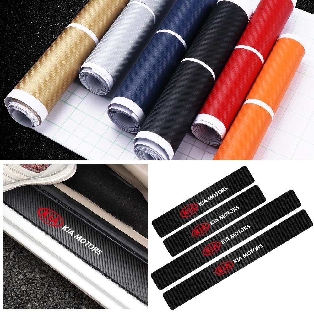 Car-Styling 4PCS Carbon Fiber Door Sill Threshold Protection Sticker For Kia Sportage Rio Optima Sorento Picanto Ceed Forte Niro