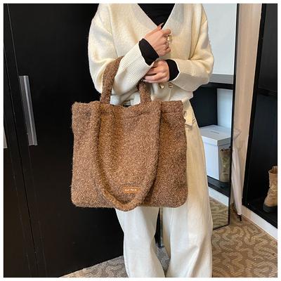 2025 New Korean Version Plush Soft Waxy Shoulder Bag Underarm Bag Large Capacity Commuter Portable Tote Bag