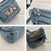 Borsa a tracolla gatto ricamato stile coreano carina Borsa a sacchetto in denim lavato per donne Styling quotidiano Casual Minimalista Borsa a spalla