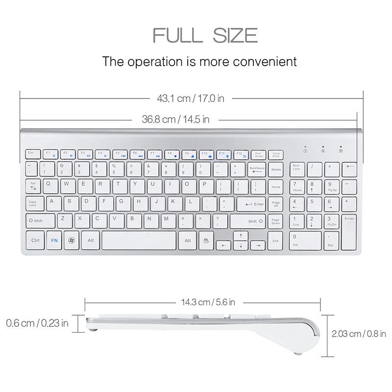 Jomaa 2.4G Wireless Keyboard and Mouse Combo Mini Multimedia Full-size Keyboard Mouse Set For Computer Notebook Laptop Desktop