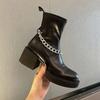 Fashion Ankle Boots for Women Black Round Toe Heeled Very High Heels Booties Sale Y2k Chic and Elegant Autumn Footwear Woman Short Shoes