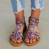 Summer New Floral Flat Sandals Women's Buckle Beach Sandals Hollow Open-toed Women's Shoes