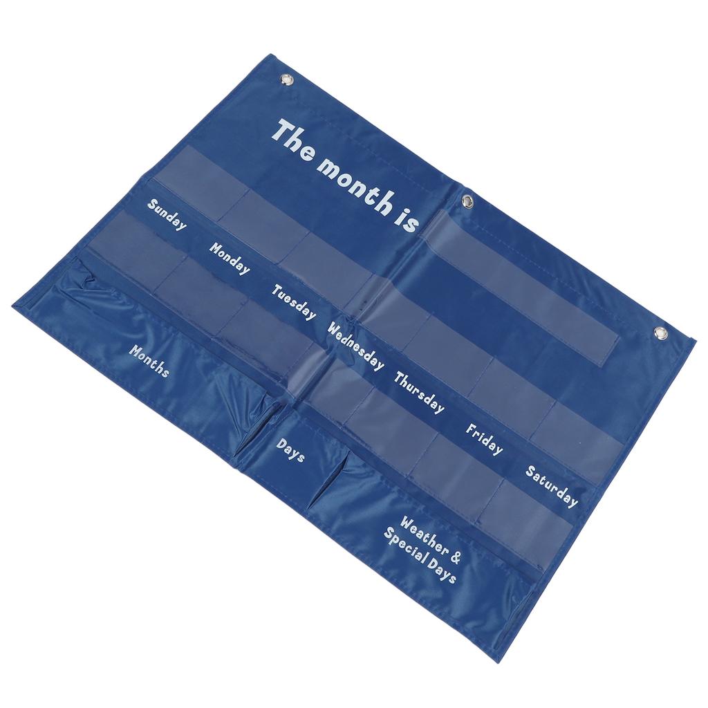 Weekly Calendar with Weather Pocket Chart 15 Clear Pockets 3 Storage Bags 12 Bright Cards Classroom