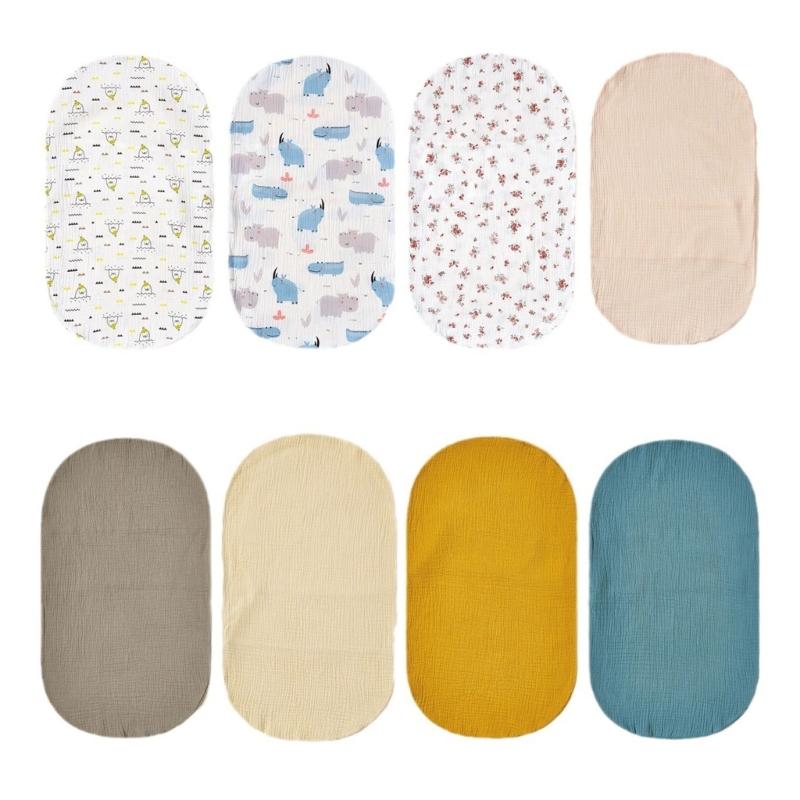 Baby Wickelkorb Laken Weicher Ovaler Stubenwagen Matratzenbezug für Baby Gitterbett Korb Waschbarer Baumwoll Wickelbezug