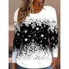 3D Printed Christmas Theme O-Neck Red Long Sleeve T-Shirts Fashion Womens Clothing