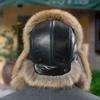 Pălărie de blană naturală din piele naturală 100% pentru femei, blană de vulpe argintie naturală, pălării pufoase Ushanka, iarnă, urechi groase, calde, șapcă bomber de modă