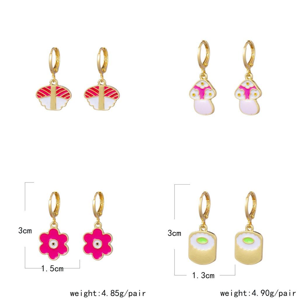 Stylish European And American Alloy Earrings With Geometric Shapes Rose Butterfly Cloud Design
